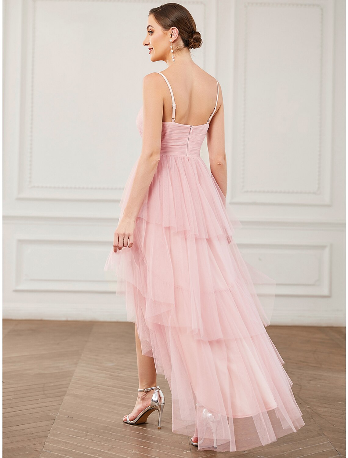 Wholesale A-Line Party Dresses Vintage Dress Prom Birthday Knee Length Sleeveless Spaghetti Strap Tulle with Ruched